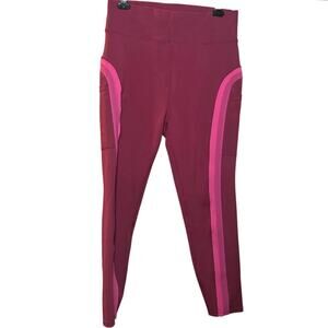 Pop Fit High Waisted Pocket Leggings Magenta Pink 2X Activewear Yoga Two Tone